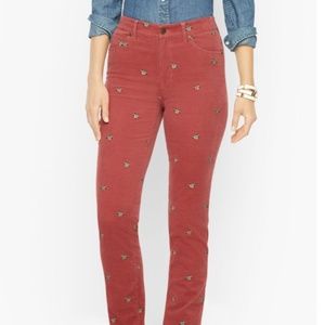 STRETCH CORDUROY STRAIGHT LEG PANTS - MALLARD EMBROIDERED